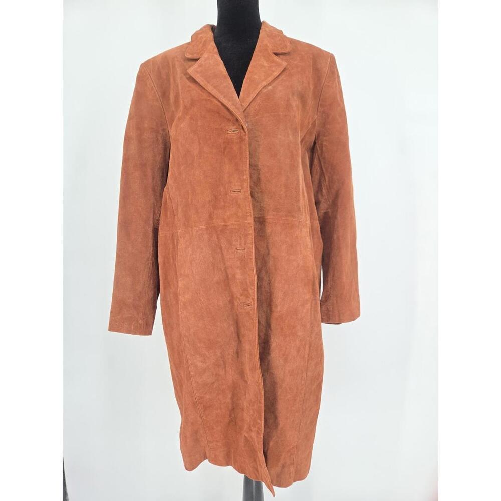 Via Accenti Design Genuine‎ Suede Leather Tan Brown Ranch Jacket Coat Sz A6